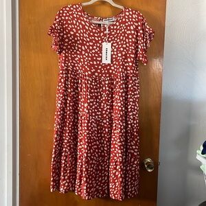 Babydoll Tunic Midi Dress Women’s Small Rust